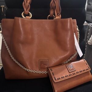 Dooney & Bourke Tan Florentine Leather Shoulder Bag and Wallet
